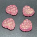 Pink glitter waffle heart beads for DIY phone charms, vertical hole jewelry making accessories - Rose Red
