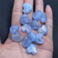 Cuentas de corazon de acrilico azul con purpurina y textura de nube, agujero vertical diy. - 16mm (Aprox. 430 Pcs) / Azul