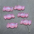 Cuentas de resina caramelo purpurina rosa sirena, agujero oblicuo joyeria hecha mano. - Rosa rojo