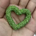 Green rhinestone heart DIY charm accessory for phone chain, keychain and bag pendant decor. - No. 1007