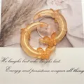 Abalorios de luna y mariposa de resina brillante dorada para fabricacion de joyas DIY y llaveros. - Naranja