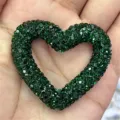 Green rhinestone heart DIY charm pendant for custom beaded pens, phone chains and keychains. - No. 1005