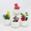Artificial succulent potted plants in white ceramic pots, perfect for interior home decor. - Multicolor