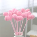 Handmade crochet pink heart flower bouquet, knitted wool artificial flowers for home decor and DIY crafts. - Pink (1 Piece)