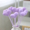 Handmade crochet purple heart flower bouquet artificial knitted floral home decor DIY arrangement - Purple (1 Piece)