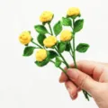 Handmade crochet mini yellow rose bouquet small cute knitted flower gift decoration - 6 Pieces Pack / Yellow