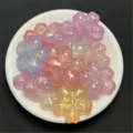 Cuentas de resina sakura con purpurina colorida para joyería DIY, cadenas de teléfono y llaveros. - 22mm/Aprox. 210 Pcs / Mezcla Aleatoria