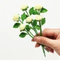 Handmade crochet mini rose flower bouquet, exquisite knitted floral for festival decor - 6 Pieces Pack / Light Yellow