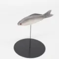 Realistic PU simulation fish model with stand, ideal for aquarium decor, cat toy and photo prop. - Gray (Y020-2)