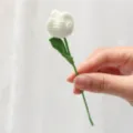 Handmade crochet white tulip flower, mini knitted artificial flower for home decor and gifts. - Tulip 3 Pieces / White
