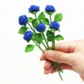 Handmade crochet blue rose mini flower bouquet, delicate woven floral variant for decor. - 6-Piece Pack / Dark Blue