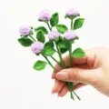 Handcrafted crochet mini rose flower bouquet, exquisite micro knit decor for gift. - 6-Piece Pack / Light Purple