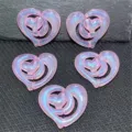 Dije DIY de corazón doble con brillo sirena rosa para cadenas de teléfono, 5 piezas. - Rosa Claro