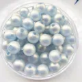 Perles rondes irisées macaron en acrylique vue détaillée pour fabrication de bijoux DIY - 8mm/Env 1800pcs / Bleu Ciel Irisé