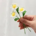 Handmade Crochet Daisy Bouquet Mini Knitted Flower White Yellow Cute Gift Decor - Daisy 3 Pieces / White