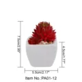 Mini kunstmatige vetplant in witte keramische pot rode stijl tafeldecoratie - Kleine vierkante pot + Grote & Kleine Meteoor Rood