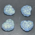 Blue glitter waffle heart beads DIY jewelry phone chain accessories charm set 4pcs. - Blue