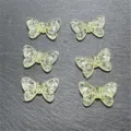 Primer plano de cuenta de mariposa de acrílico craquelado, diseño amarillo para joyería. - 13x22MM / Aprox 500 Pcs / Amarillo