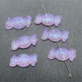 Detalle cuentas caramelo nacaradas luminosas, dijes de resina malva iridiscente para joyas DIY. - Violeta Claro