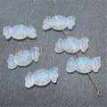 Cuentas DIY con forma de caramelo iridiscente dijes acrílicos para joyería hecha a mano - Blanco