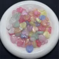 Abalorios de corazon de acrilico de colores con polvo de oro para cadenas de telefono y joyas. - 16mm (Aprox. 430 Pcs) / Colores Mezclados al Azar
