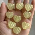 Cuentas de corazon acolchadas luminosas para hacer bisuteria y dijes de telefono movil - Amarillo