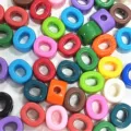 Cuentas acrilicas de agujero grande coloridas DIY pulsera collar accesorios artesanales - Patrón O / Paquete de 1 Catty (Aprox. 162 Pzs) / Multicolor