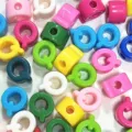 Cuentas de letras acrílicas de gran agujero accesorios hechos a mano para cadena de teléfono - Patrón Q / Paquete de 1 Catty (Aprox. 152 Pzs) / Multicolor