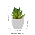 Mini artificial succulent in white square ceramic pot with dimension labels, 9cm tall desktop decor. - Small Square Pot + Tianshan Snow Lotus