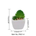 Mini ceramic pot artificial succulent plant potted home decoration variant green bonsai display - Small Square Pot + Large & Small Meteor Green