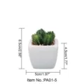 Mini kunstmatige vetplant in een witte keramieken pot voor prachtige interieurdecoratie. - Kleine vierkante pot + Groene enkele kleine cactus * 4