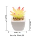 Kunstmatige vetplant in witte vierkante keramische pot met stenen voor bureau decoratie. - Kleine vierkante pot + Kleine dennenmator Geel