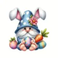 Lindo adorno colgante de acrílico de gnomo de Pascua con orejas de conejo y huevos coloridos. - Estilo 4