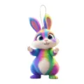 Schattige kleurrijke regenboog konijn auto hangende hanger, leuke cartoon konijn paasdecor. - Stijl 4
