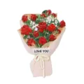 Cute rose bouquet car air freshener vent clip, romantic red floral interior decoration. - Red Rose Bouquet