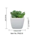 Mini kunstmatige vetplant in witte keramische pot met afmetingen voor huisdecoratie. - Kleine vierkante pot + Geklokte edelsteen lotus Groen