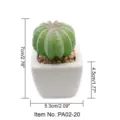 Mini kunstmatige vetplant in witte vierkante keramische pot voor bureau planten decoratie - Kleine vierkante pot + Geklokte cactusbal