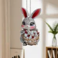 Prachtig Acryl Paashaas Auto Hangende Ornament 2D Plat Strass Konijn Hanger Decor - Stijl 3