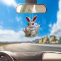 Pasen Acryl Cartoon Konijn Auto Achteruitkijkspiegel Hangen Ornament 2D Plat Leuke Hanger - Stijl 2