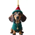 Χριστουγεννιάτικο Στολίδι Σκύλος Dachshund Ακρυλικό Κρεμαστό για Αυτοκίνητο Διακόσμηση - Στυλ 3