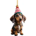 Cute Christmas dachshund hanging ornament for tree or car interior decoration festive gift - 5