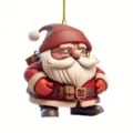 Cute Santa Claus acrylic hanging ornament, detailed flat design for Christmas tree and home decor. - Style 5
