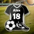 Portachiavi maglia da calcio in acrilico personalizzato con nome e numero per borsa. - Bianco e nero