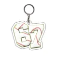 Acrylic 2D flat baseball number 67 keychain pendant for bags and car rearview mirror decoration. - Baseball Style
