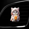 Clip di ventilazione per auto gatto carino, ornamento piatto in acrilico e decoro auto. - Gattino Tè al Latte