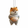 Χαριτωμένο κρεμαστό αυτοκινήτου Shiba Inu ακρυλικό επίπεδο χαριτωμένο σκυλί γκρι ρούχα - Στυλ D
