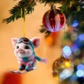 Lindo cerdo adorno colgante para árbol de navidad acrílico plano colgante festivo - Estilo 11 (Cerdo Esquiador)