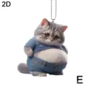 Süße dicke Katze Acryl Auto hängende Dekoration, lustige Jeans Katze Rückspiegel Anhänger. - Stil E