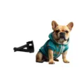 Detalle de la hoja plana de acrílico del bulldog francés con clip de ventilación del coche. - Bulldog Francés con Sudadera Azul