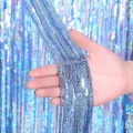 Tende frange lamina olografica blu per festa matrimonio sfondo decorazione 2 metri - 1m di Larghezza * 2m di Altezza / Blu Chiaro Laser